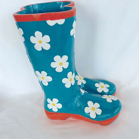 Gently Used Very Cute Ceramic Garden Planter Aqua Color Home Decor - Picture 4 of 9